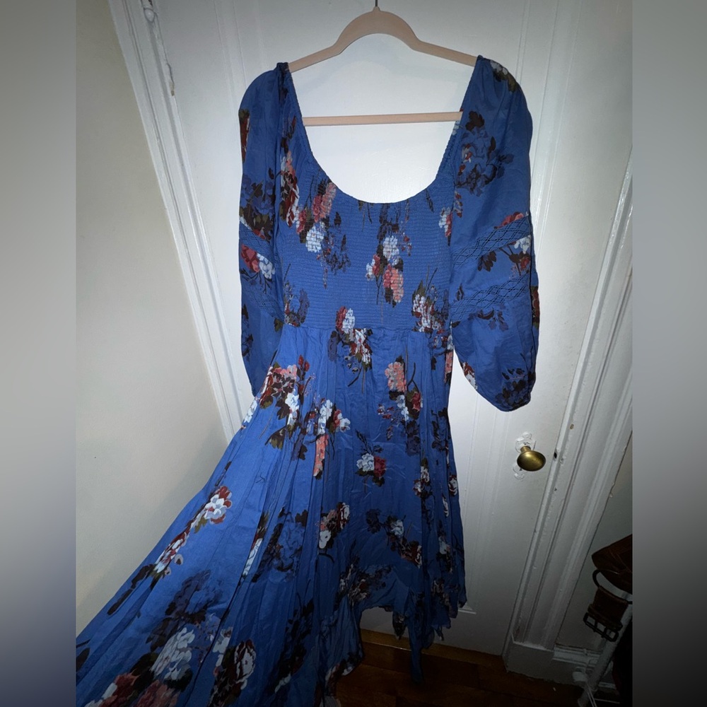Lightly Loved - Free People Blue Floral Midi Dress